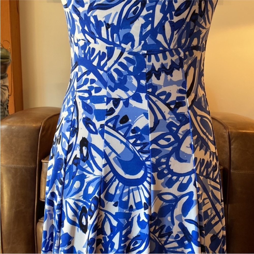 Lauren Ralph Lauren Blue & White Print Fit & Flare Dress Size 6 NWOT - Picture 4 of 9